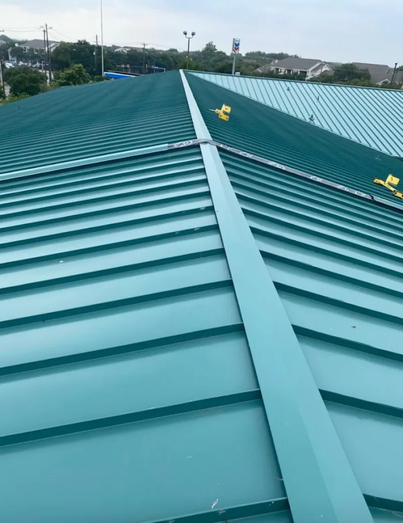 Green commercial metal roof ridge and valley for Metal Roof Repair in Sidney